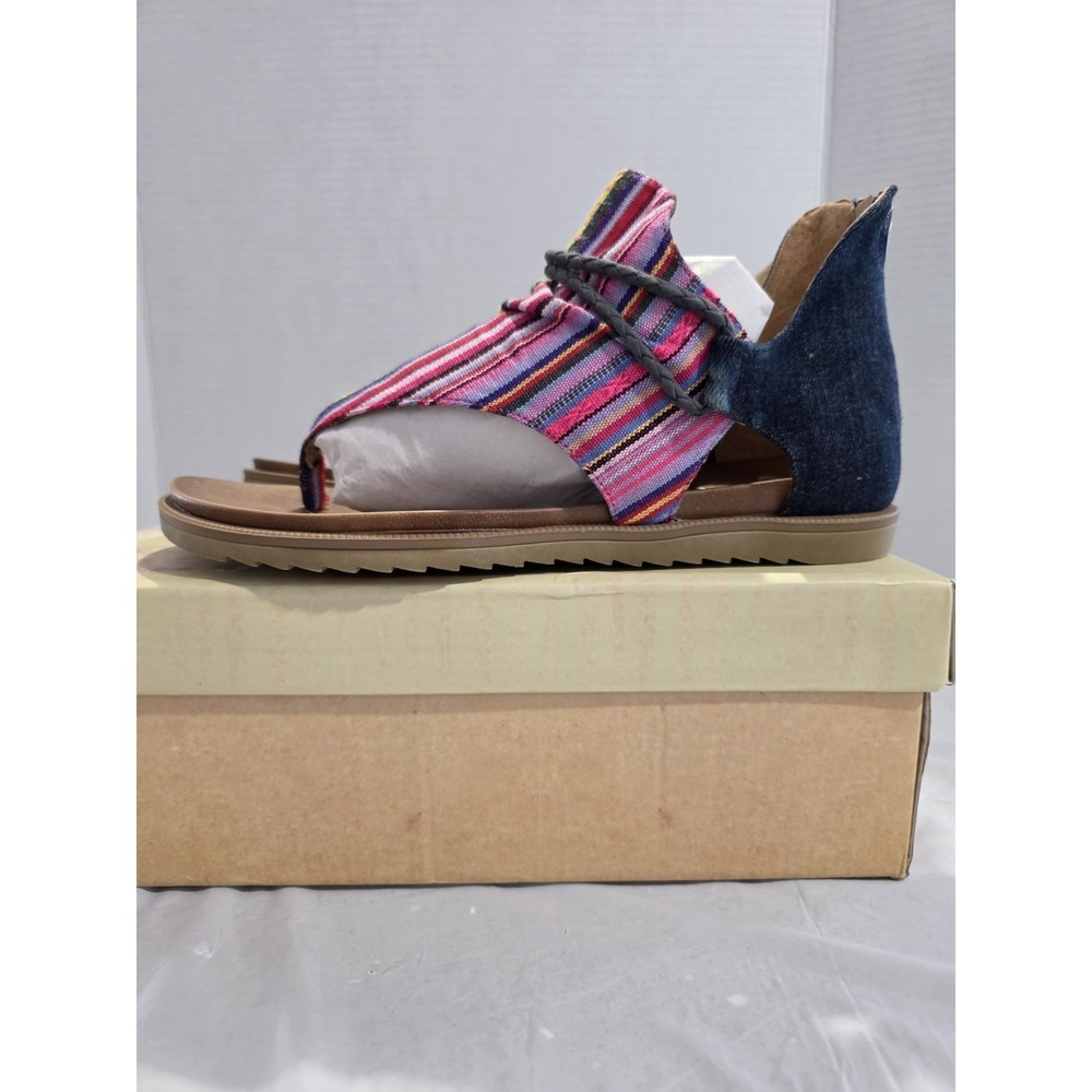 Very G Dakota Pink Blue Striped Sandal‎ Womans Size 9 Denim - Picture 7 of 13